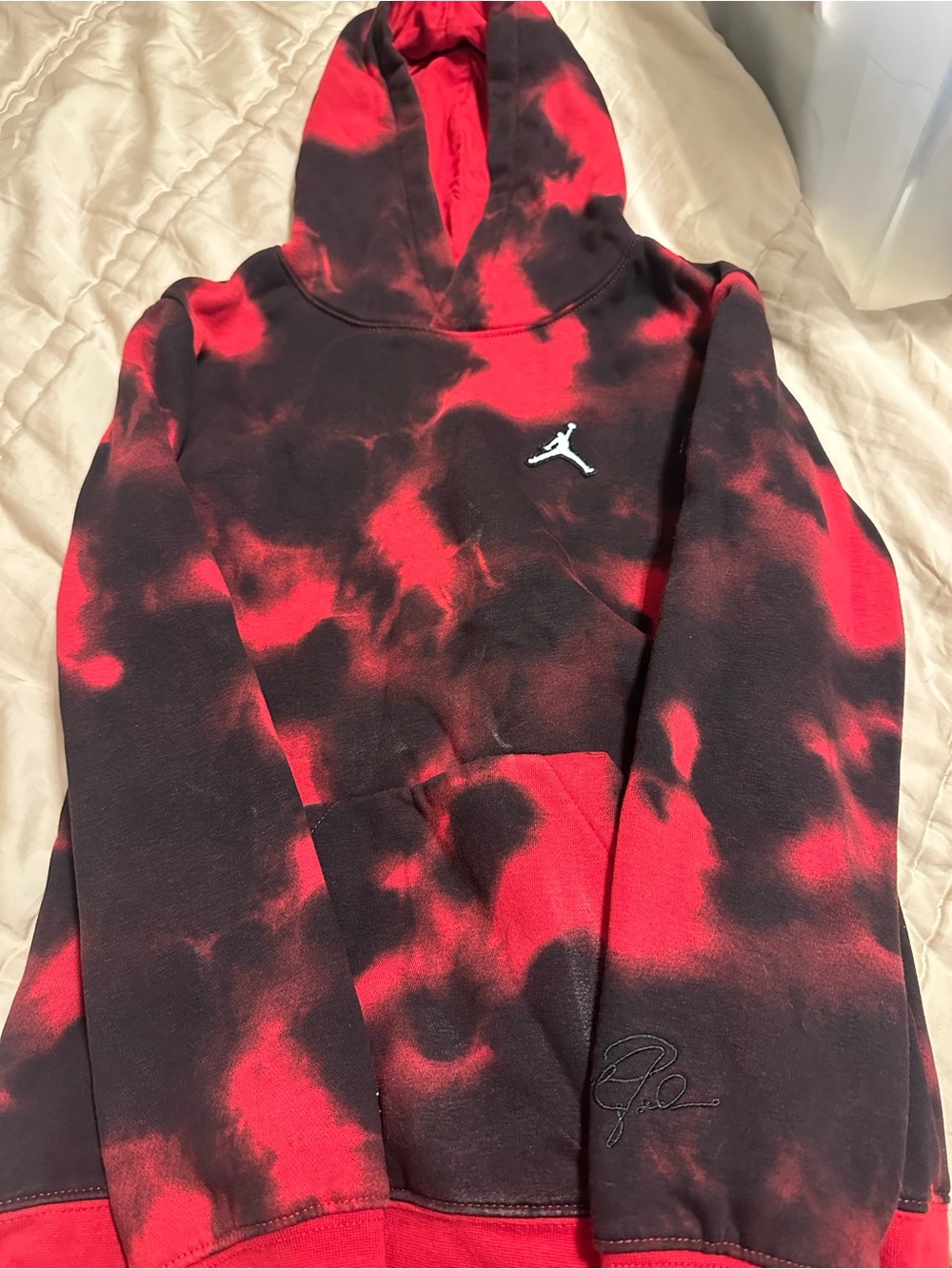 Jordan Youth Red & Black Tie-Dye Crewneck Hoodie